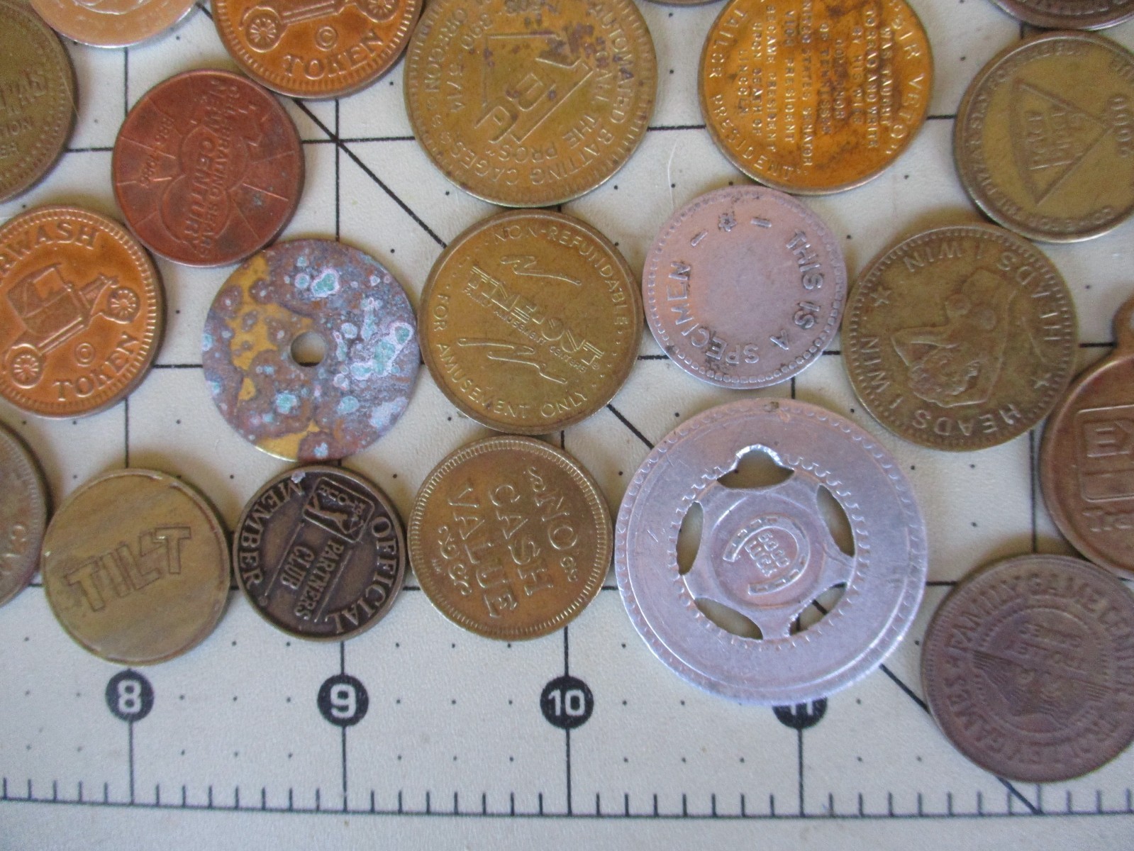 Vtg 70s 80s Junk Drawer TRADE TOKENS, COINS, Huge Token, Coin Lot