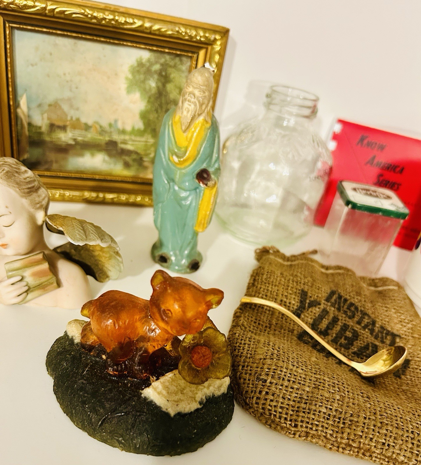 Antique VTG Junk Drawer Lot-Nippon-F&F-Pot Metal-Ephemera-LEFTON-Asian Figurine-