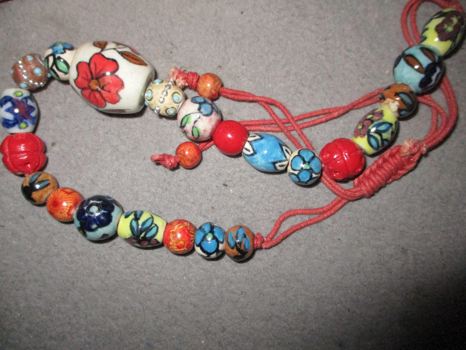MULTIPLE TIGER’S EYE BRACELATE, NECKLACES INDIA HAND PAINTED, SIMULATED PEARLS