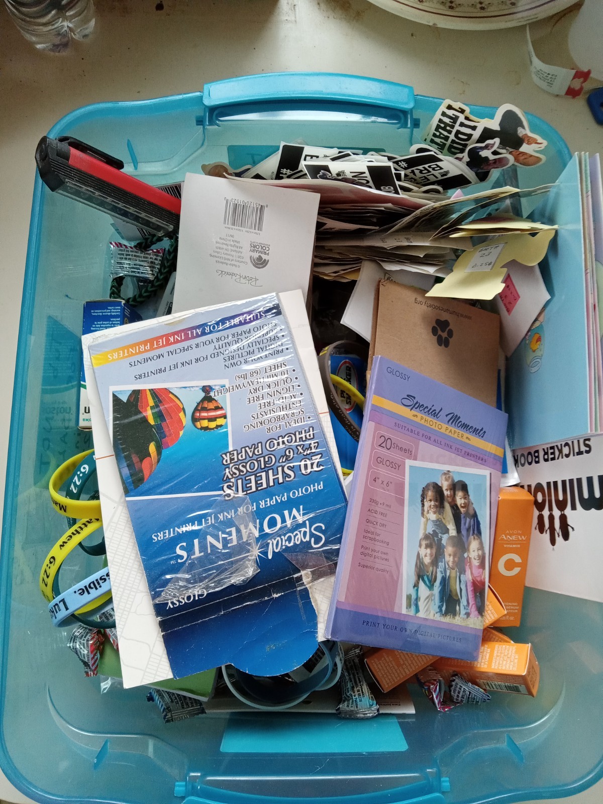 Lot Of Various Small Misc. Junk Drawer Items Box-6in X 6in X 6in SEE DESCRIPTION