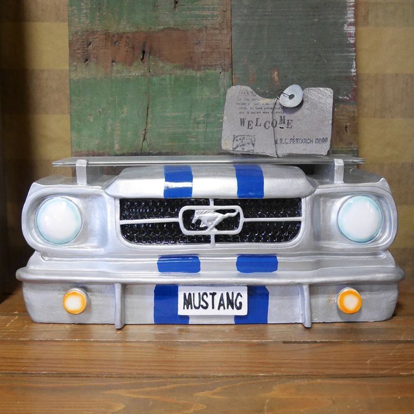 CAR HEAD SHELF MUSTANG COUPE Wall Shelf Silver Blue Display Rack Object NEW