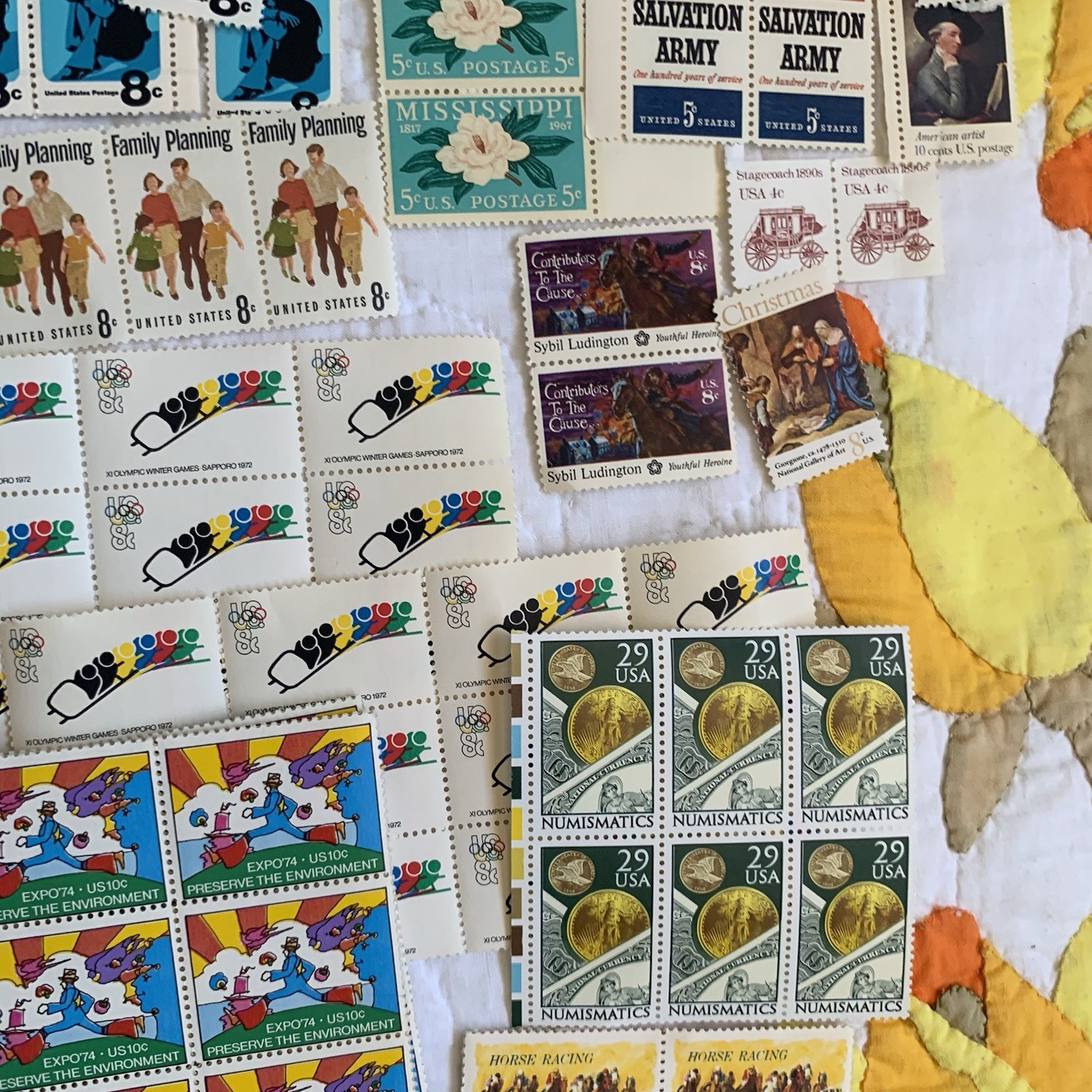 Vintage Pop Art Western Historical Floral Stamp Collection $80 Usable Postage