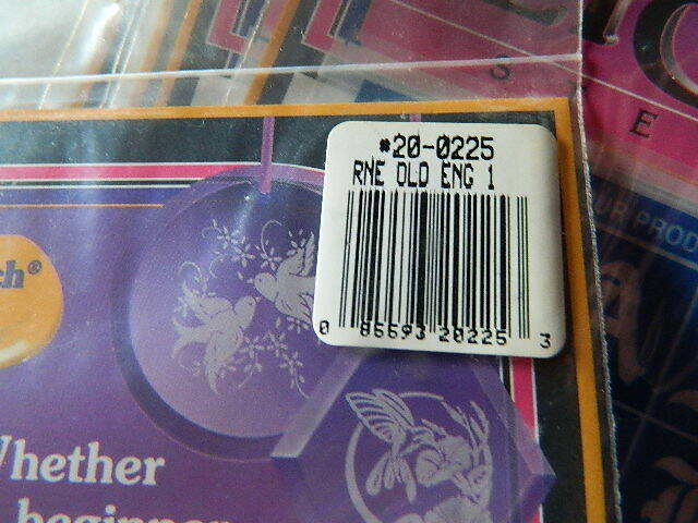 Armour Rub N Etch Stencils Old English Alphabet A-I glass acid etching