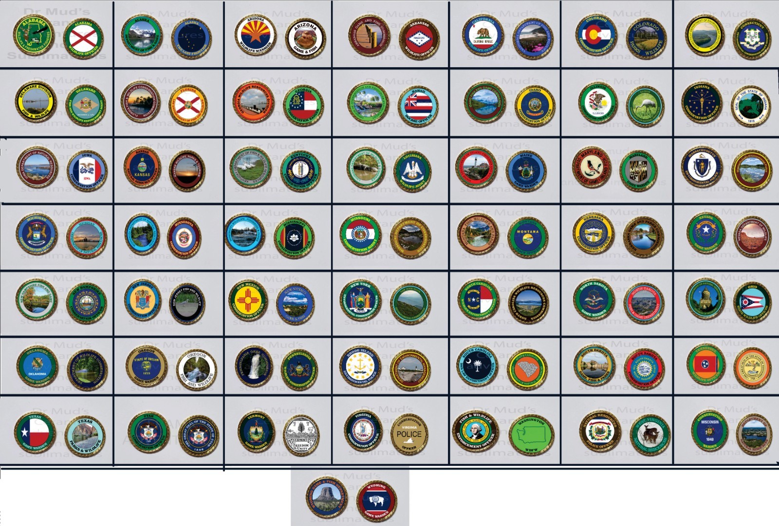 Set of 50 US States Game Warden / Conservation officer Novelty Coins
