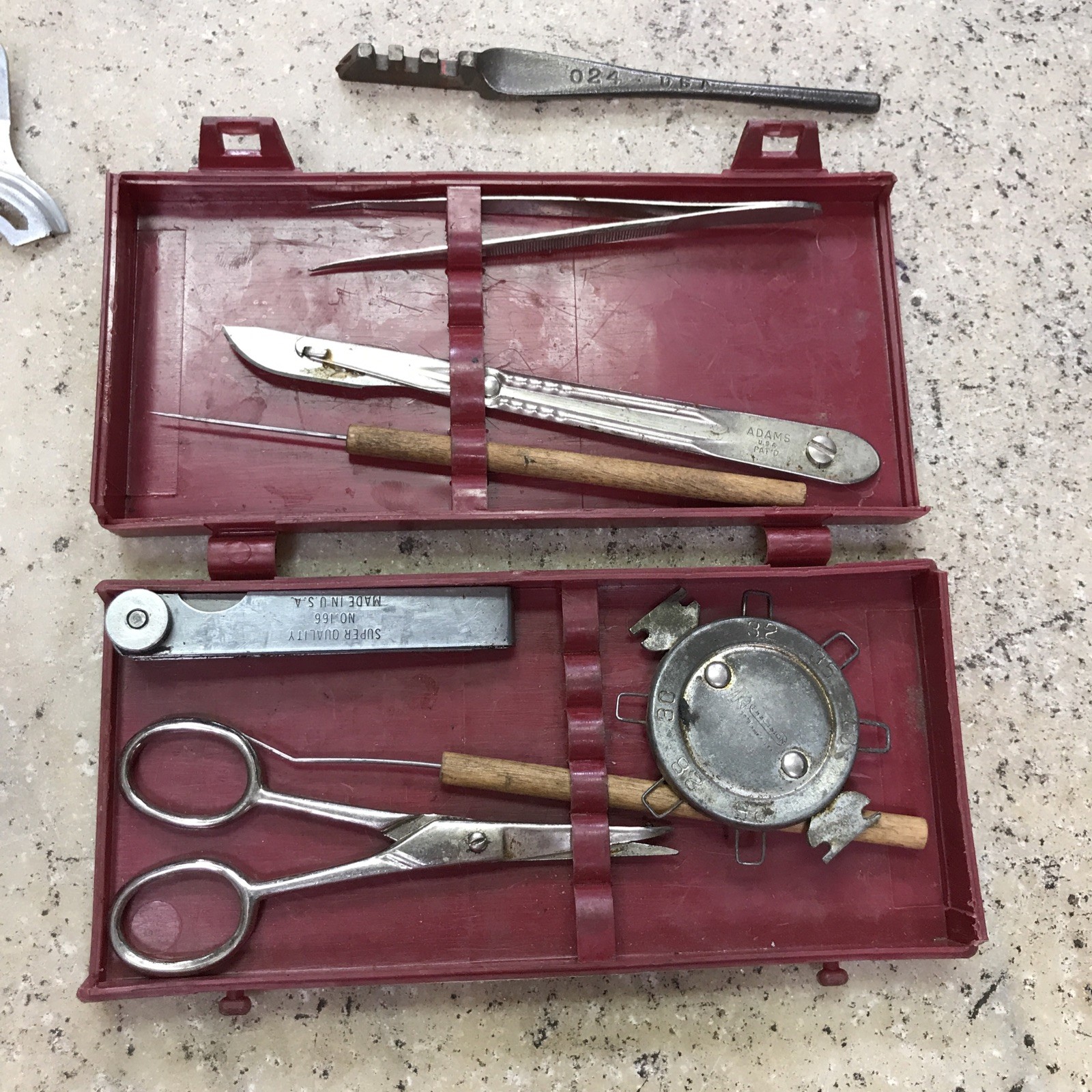 Vintage Junk Drawer Tool Lot – Tools Punch Chisel Wrenches Plastic Case – Metal