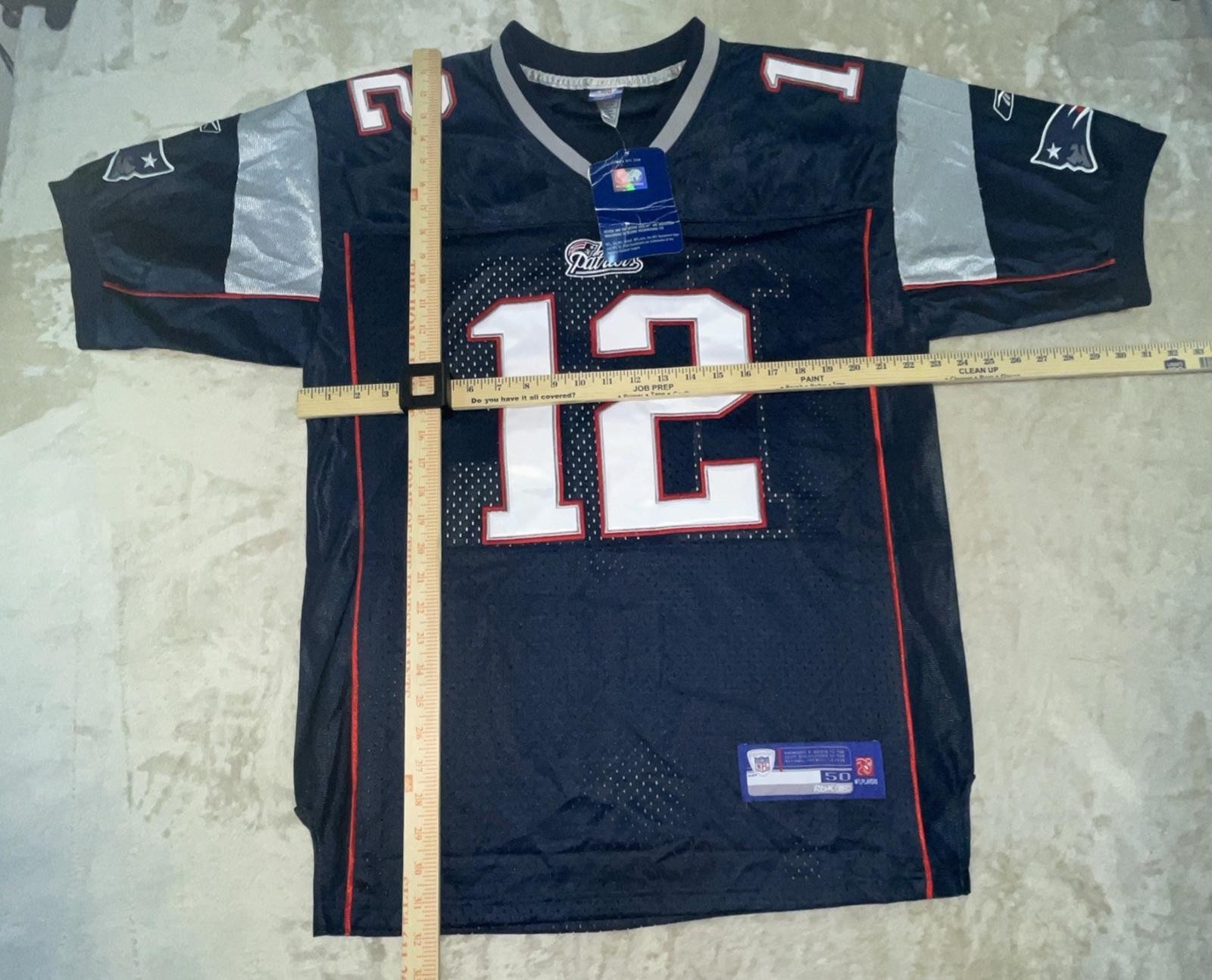 VTG Reebok New England Patriots Tom Brady #12 Blue Jersey Unisex Adult Sz 50 NWT