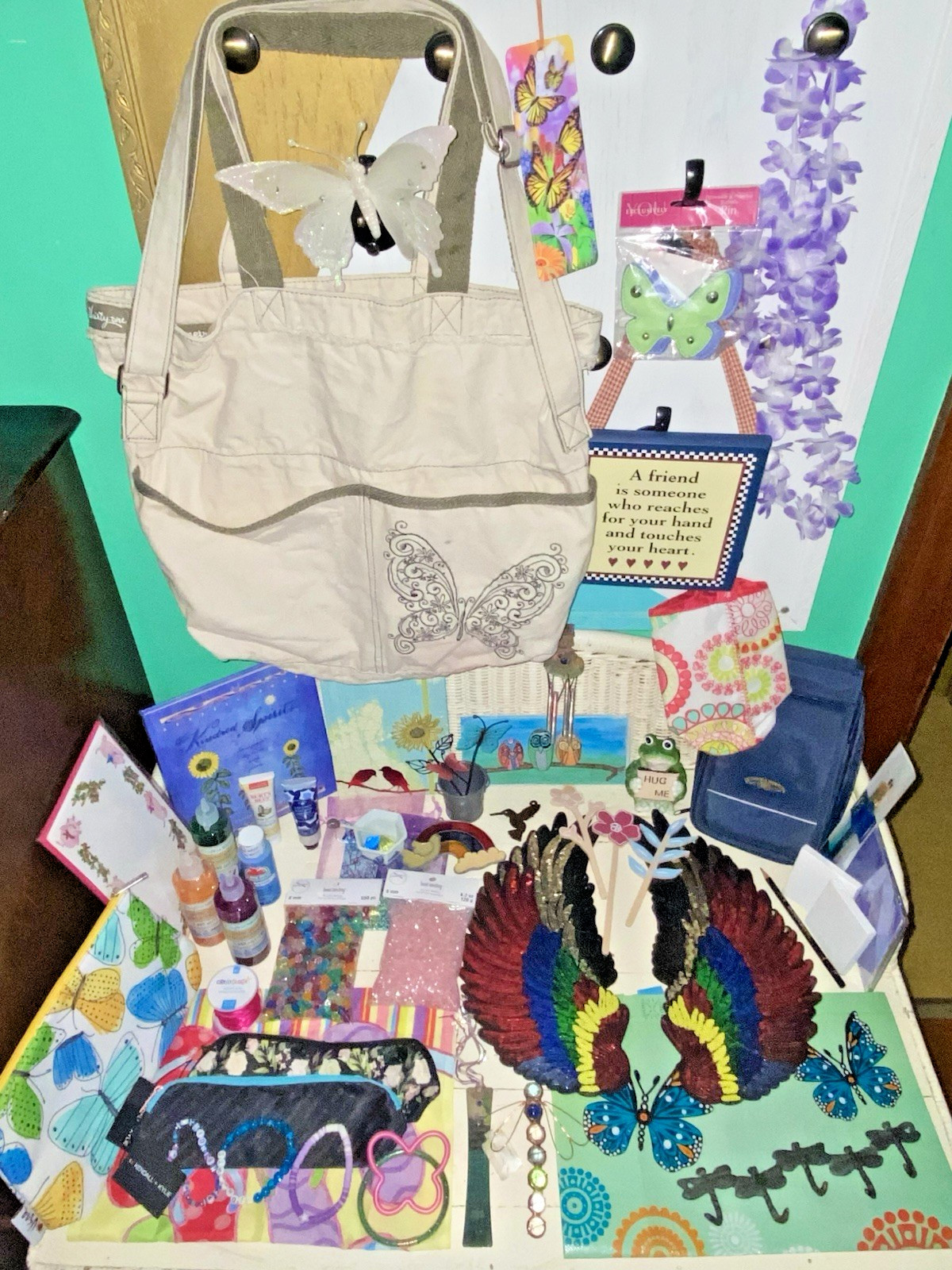 8.8 lb Women Butterfly Art Fun Colorful Trinkets Collectibles Junk Drawer Lot