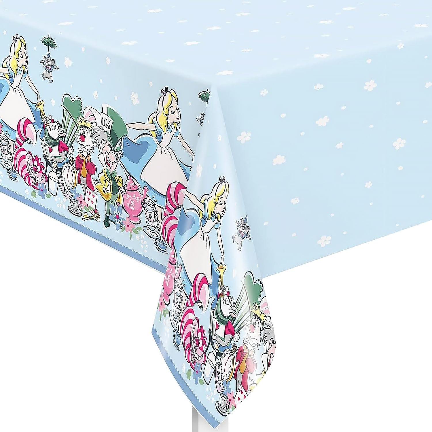 Disney Alice in Wonderland Rectangular Plastic Tablecover, 54″ x 84″, Multicolor