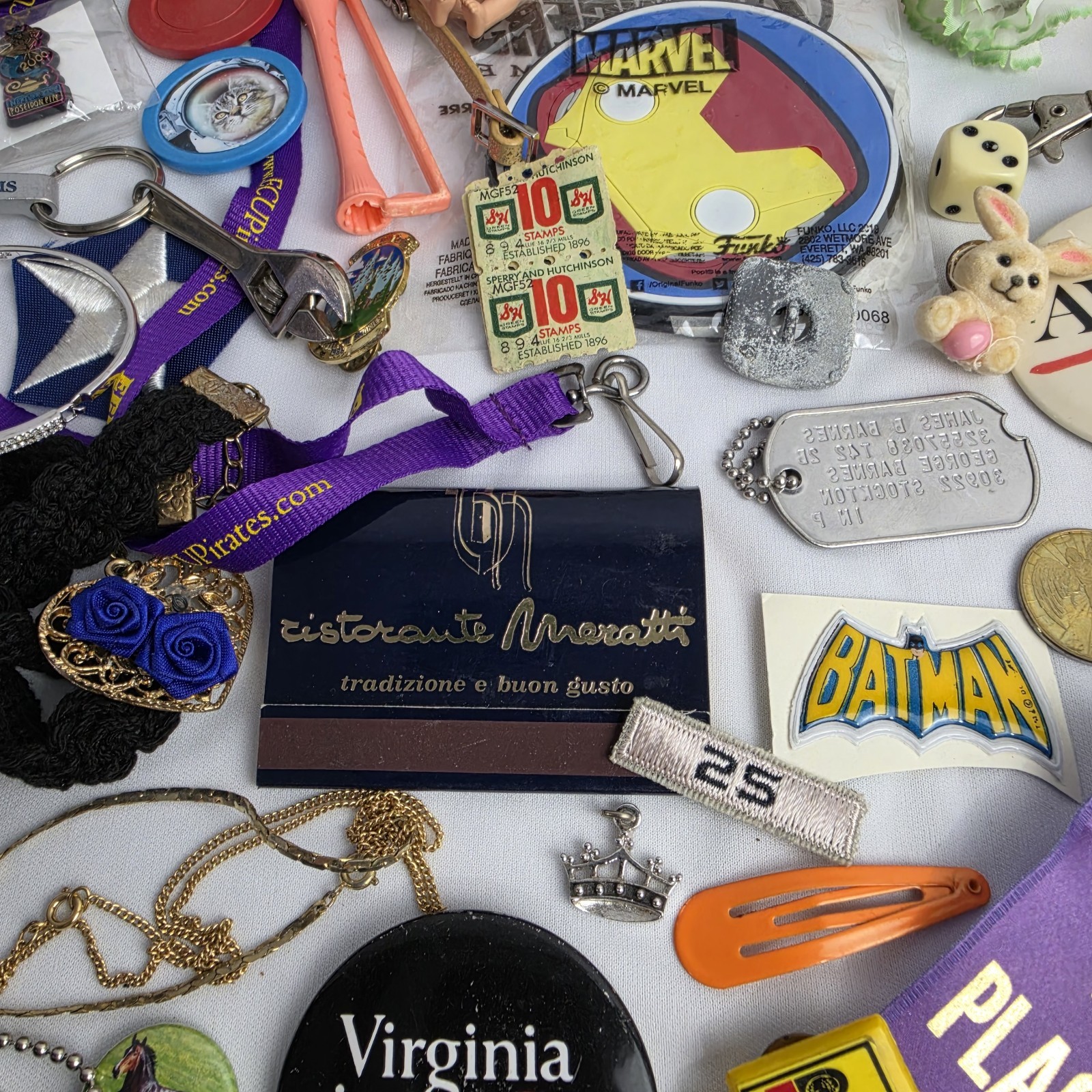 Junk Drawer Lot Toys Pins Stamps Military Coin Trinket Jewelry Patches Vintage