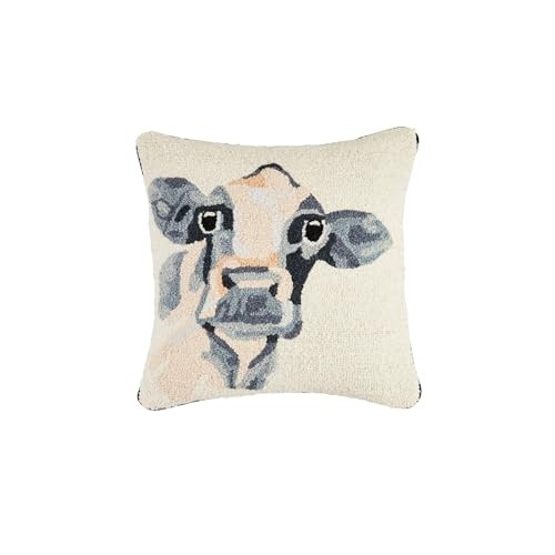 Mud Pie Farm Cow Hook Wool Pillow; 18″ X 18″