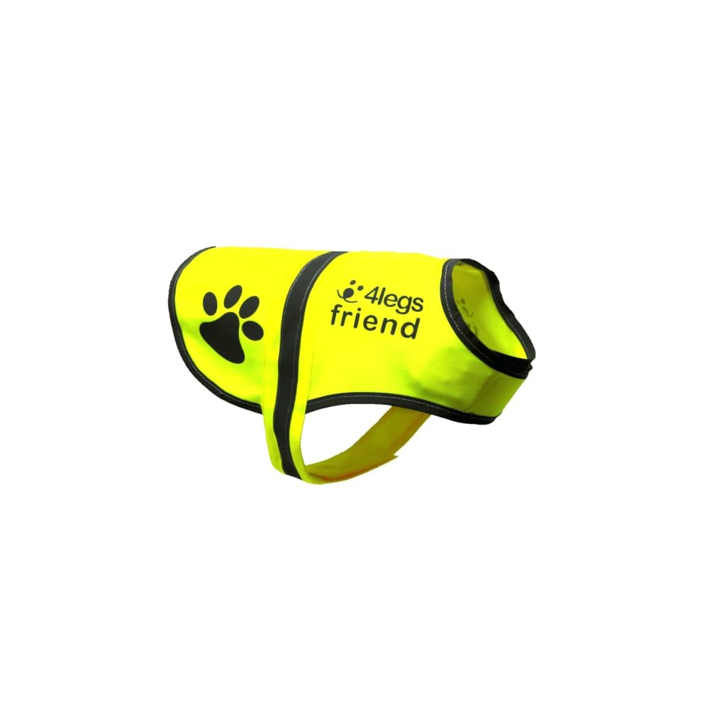 4LegsFriend Dog Reflective Safety Vest Yellow with Leash Hole High Visibility