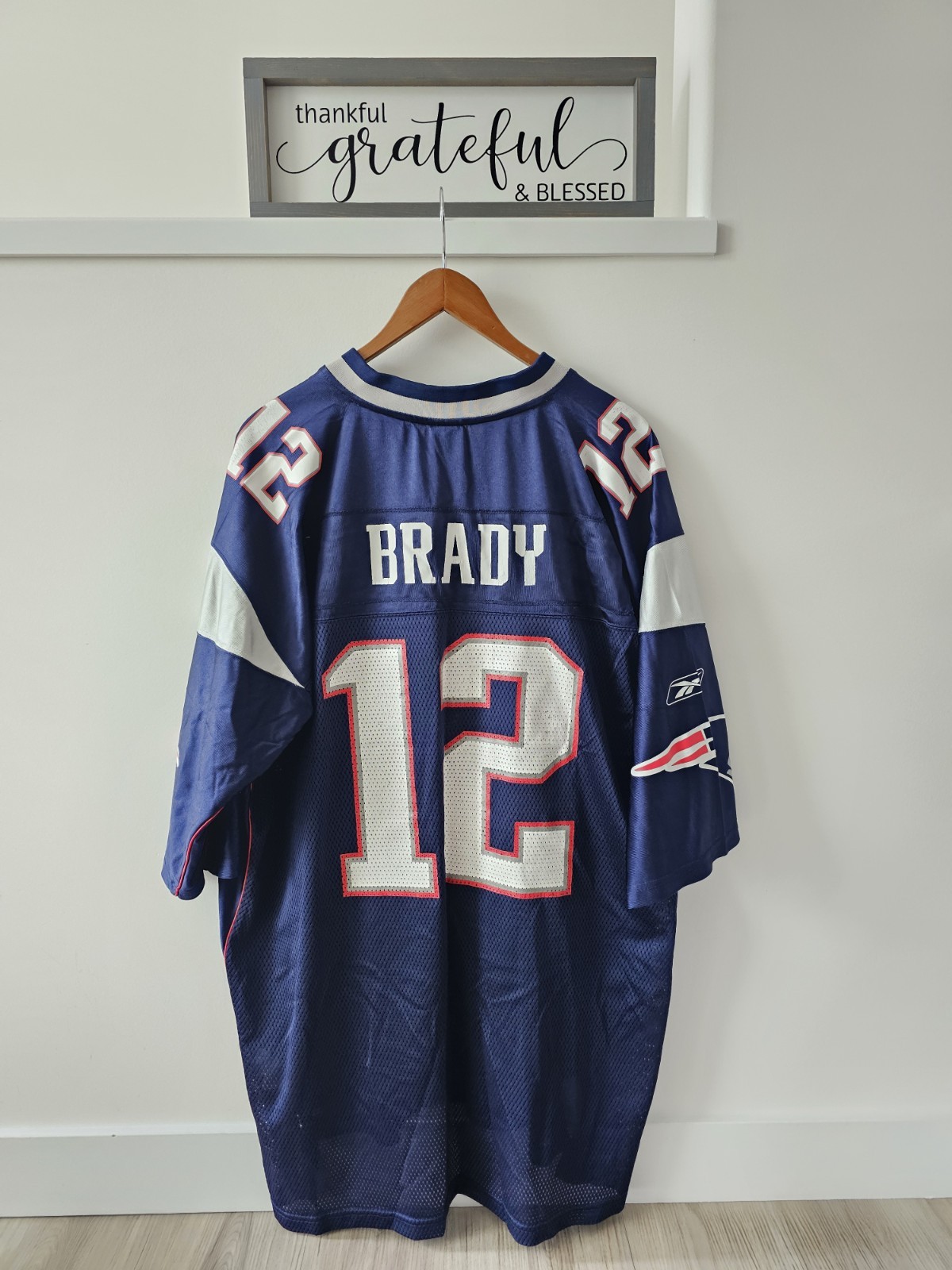 Vintage Reebok New England Patriots Tom Brady #12 Blue Jersey Size 2XL