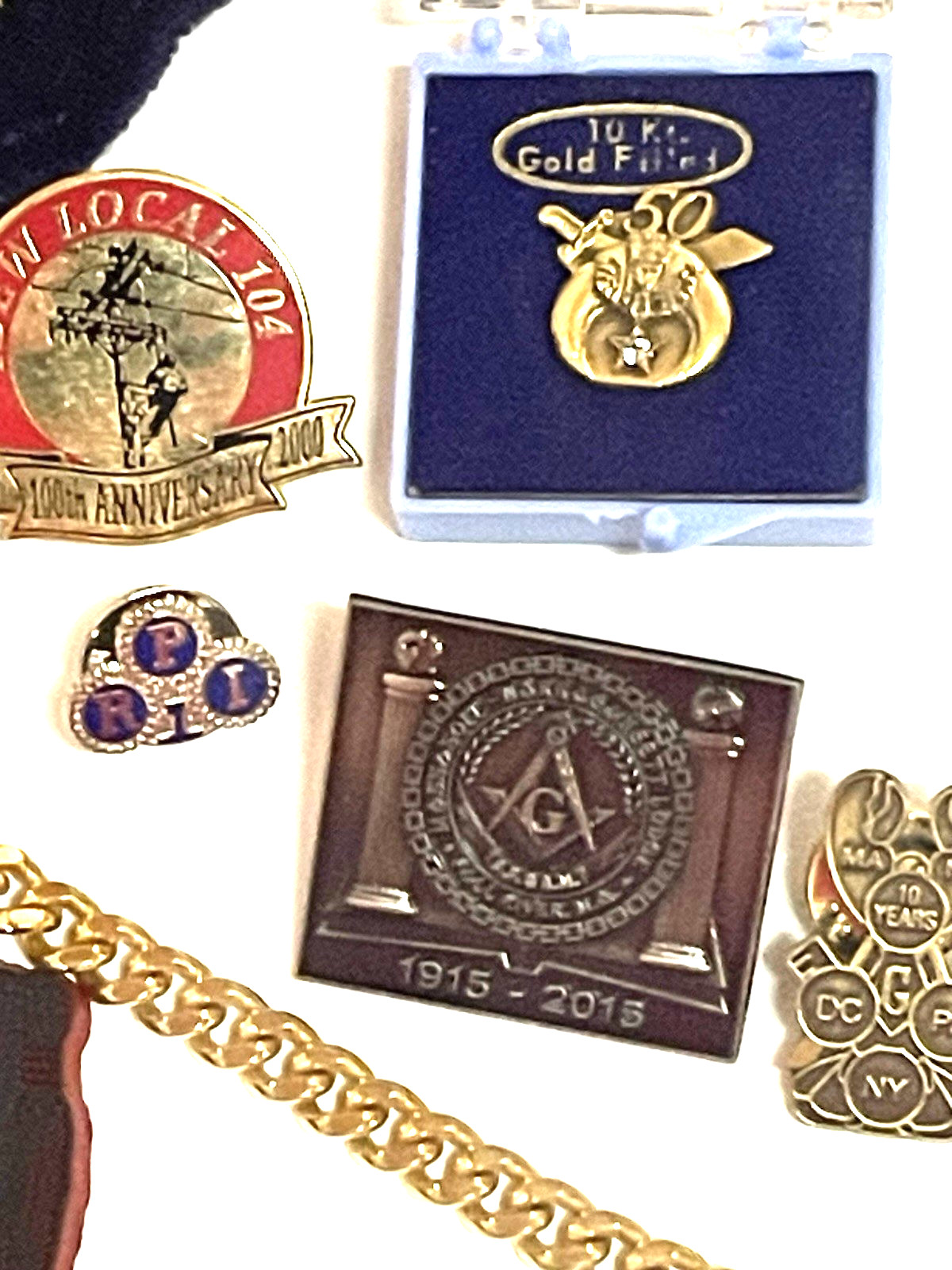 Vintage Junk Drawer Masonic Lot Silver Gold Jewelry Token Coin Medal Collar Old