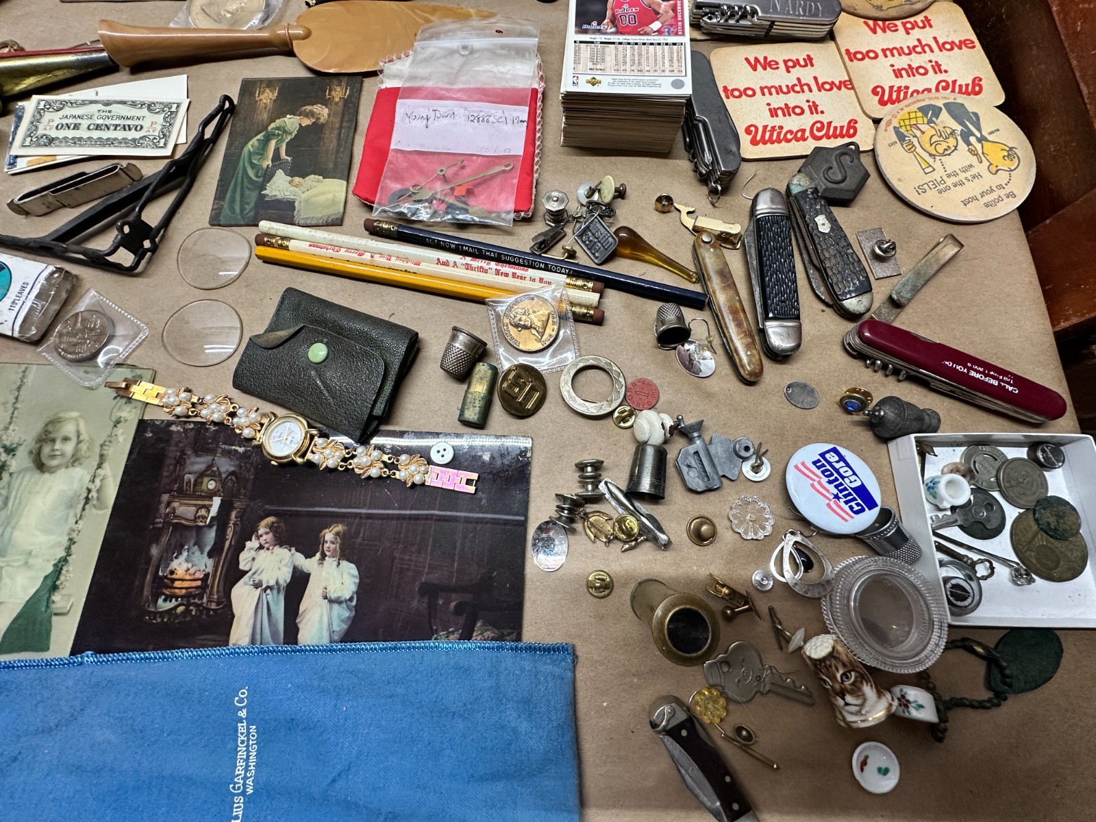 Junk Drawer Lot #3 – Random Antique Vintage Smalls – Coins, Knives, Boxes, Money
