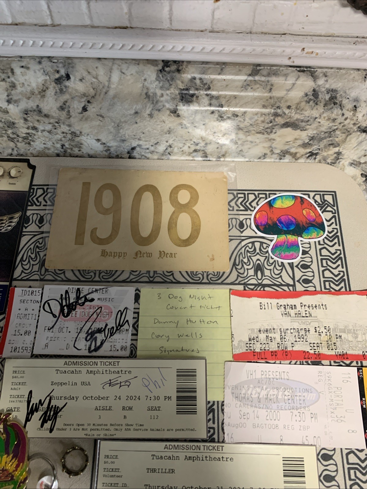 Amazing Junk Drawer Pokémon Hardrock Cafe Three Dog Night Signed Ticket & More