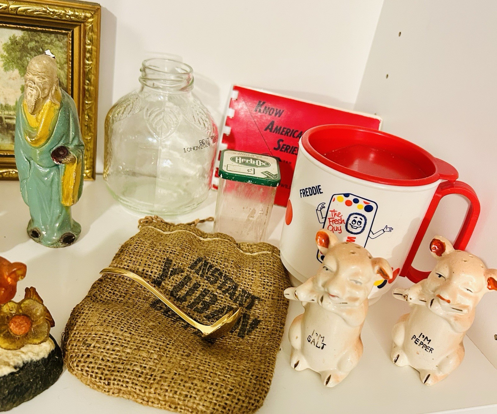 Antique VTG Junk Drawer Lot-Nippon-F&F-Pot Metal-Ephemera-LEFTON-Asian Figurine-
