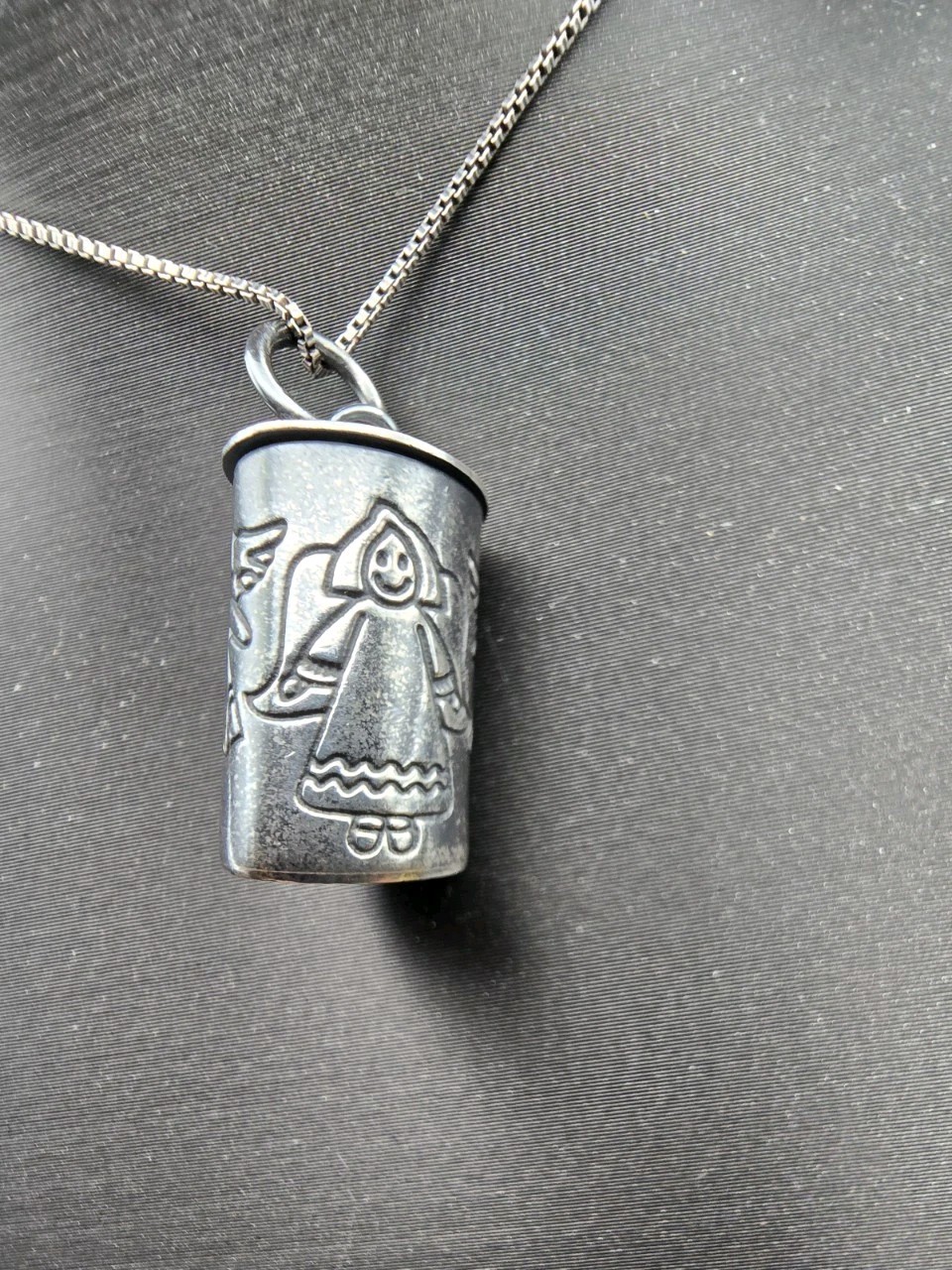 Mexico 925 Sterling Silver Signed eFs Wish Necklace Angels With Italy 925 Chain