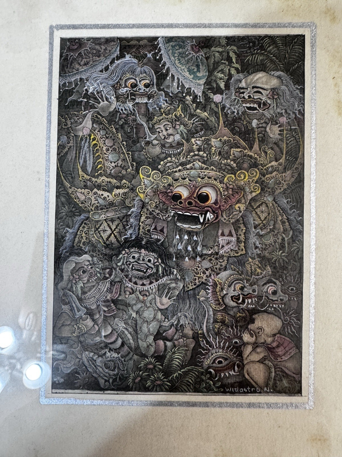 Miniature Framed Balinese Bali Traditional Painting