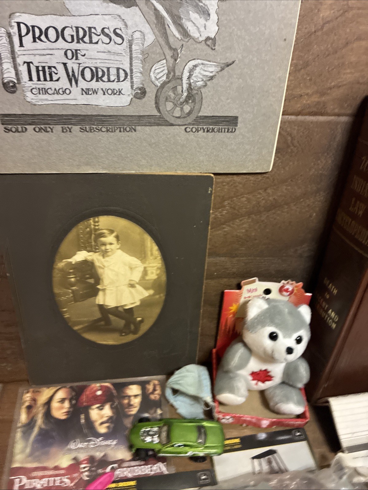 Vintage Junk Drawer lot Photo Book Record Toys Hat