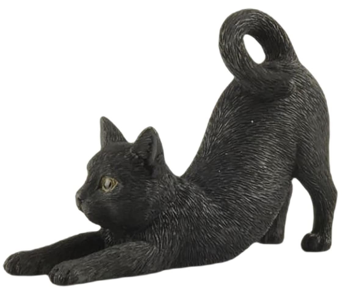 JFSM INC Black Cat Stretching Resin Figurine Mini Cat Lover Desk Decor Ornament