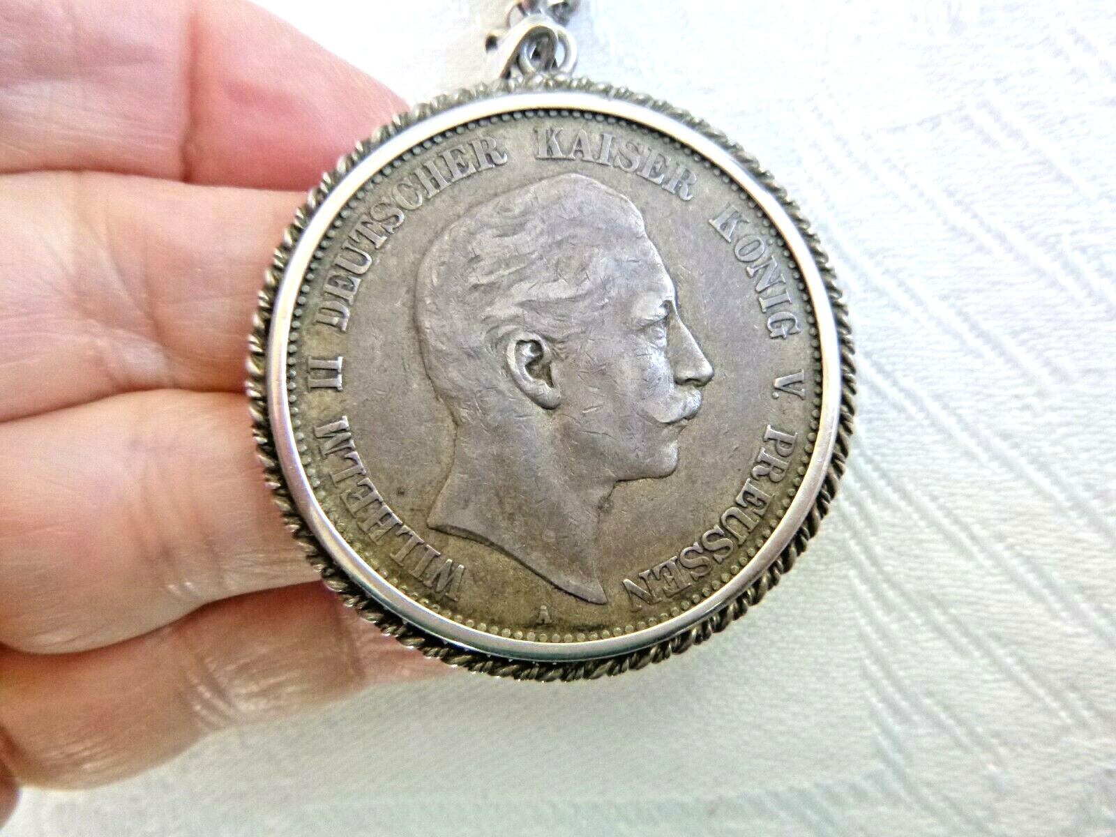 1904 Deutsches Reich Kaiser Wilhelm Coin Necklace 835 Silver Manfred Liebl Box
