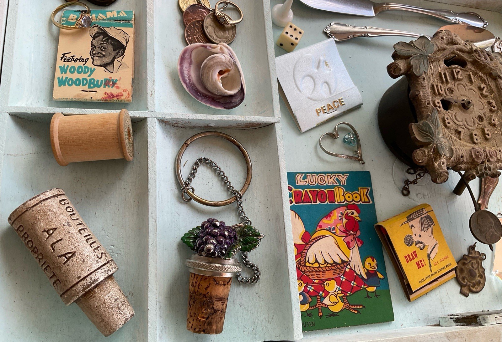 Antique Vintage Junk Drawer Treasure LOT Cast IRON costume jewelry coins 3.5lbs