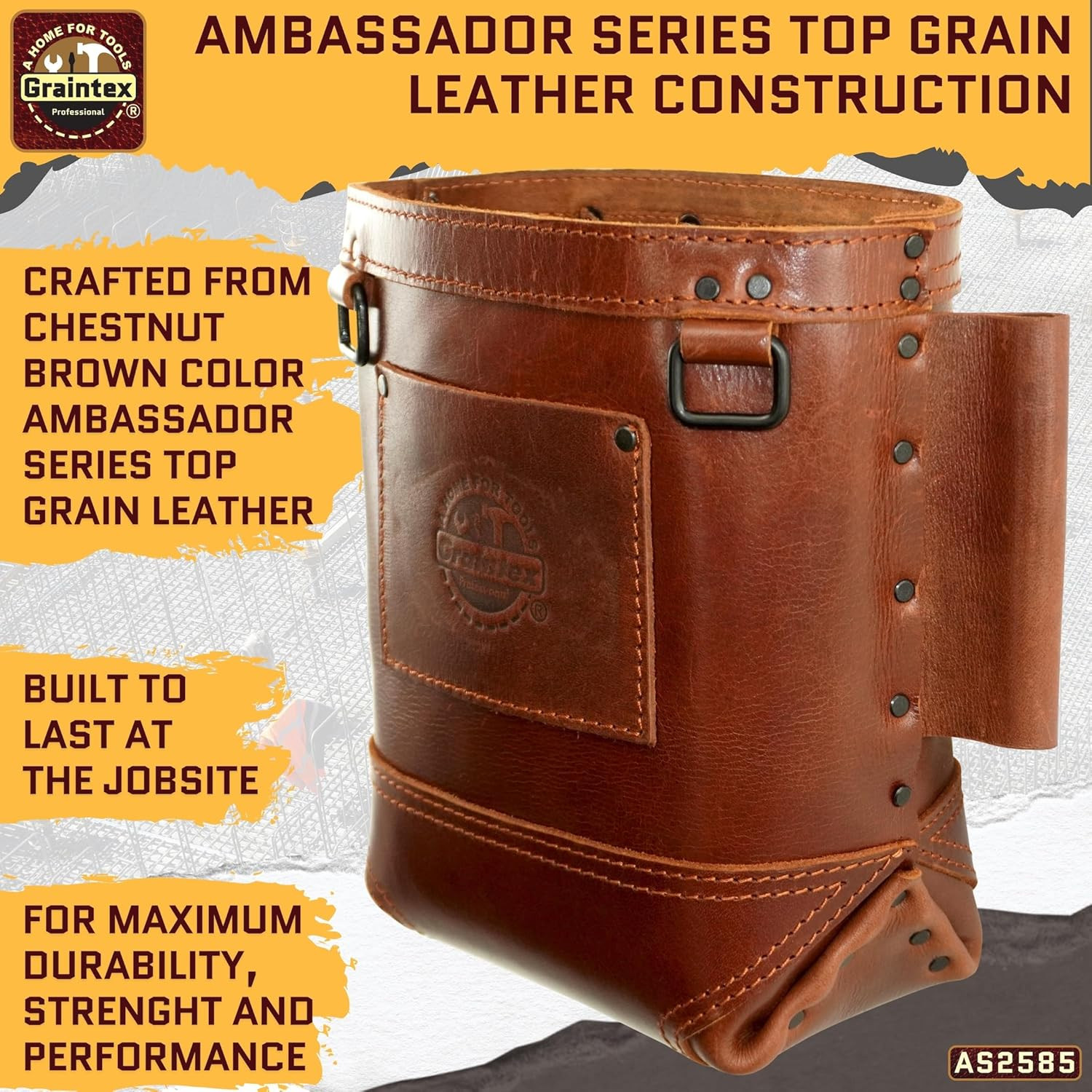 Top Grain Leather Nut & Bolt Tool Bag for Ironworkers – Durable & Versatile