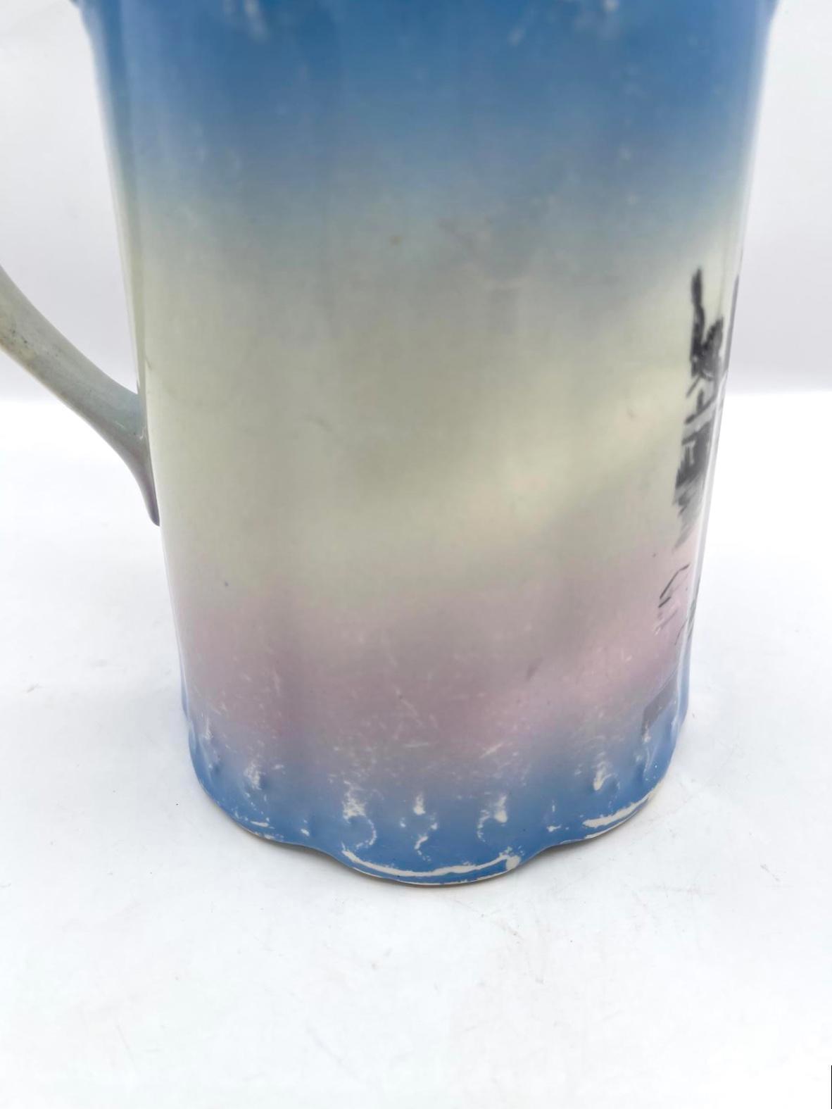 Antique Lancaster & Sons 7”Pitcher Hanley England Hand Decorated Silver Lustre