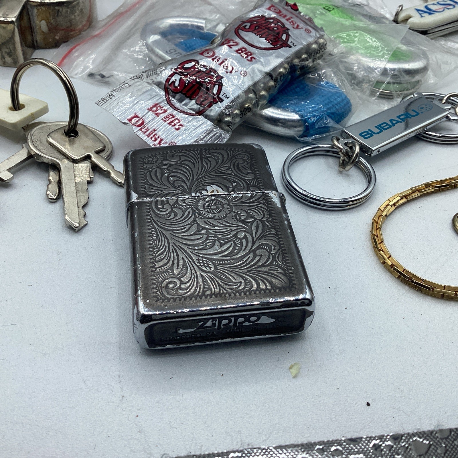 Junk Drawer Vintage Mix Jewlery Knife Lure Zippo Tools