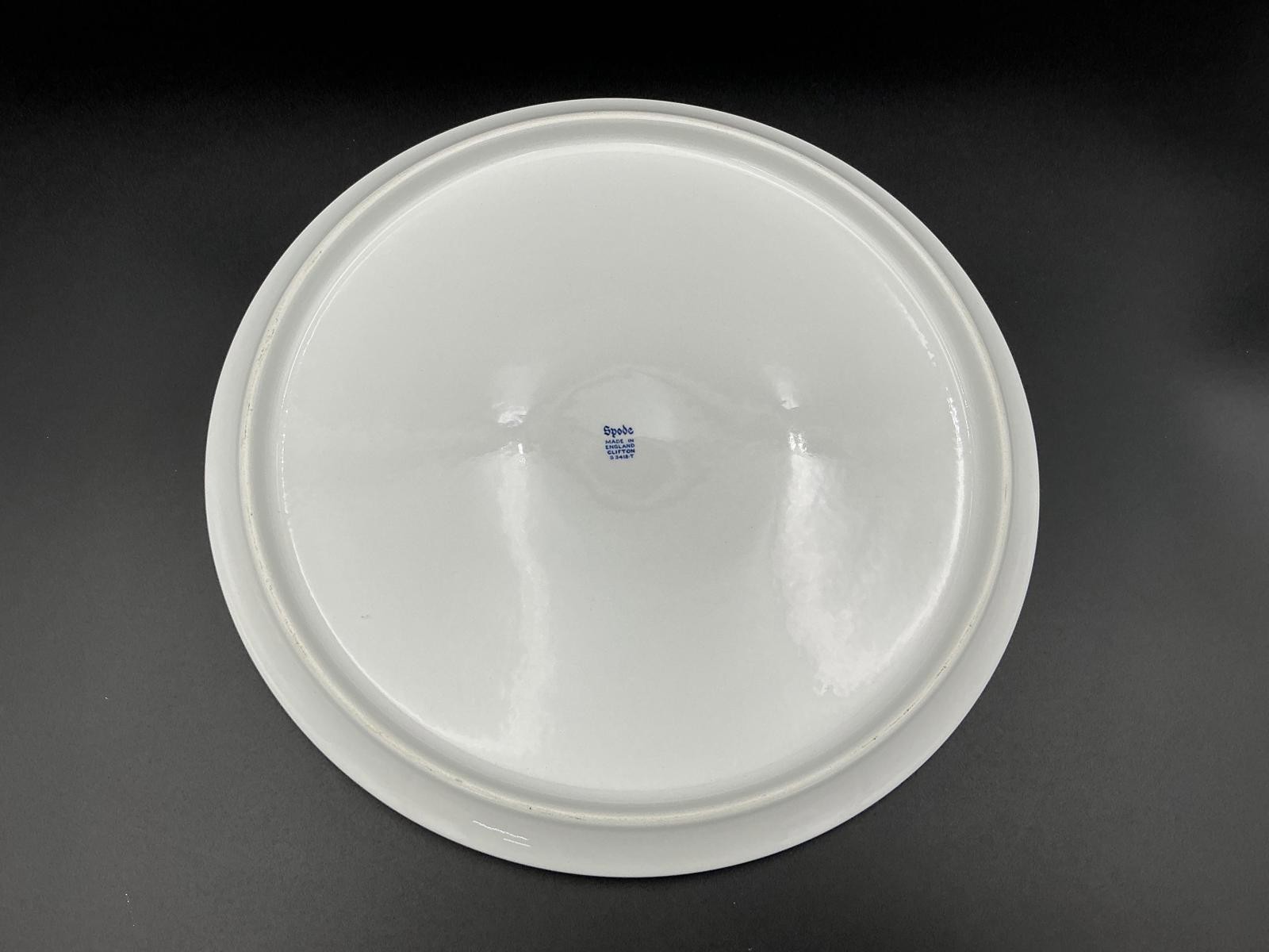 Spode Blue and White Cake Plate with Floral Pattern Made in England and Marked
