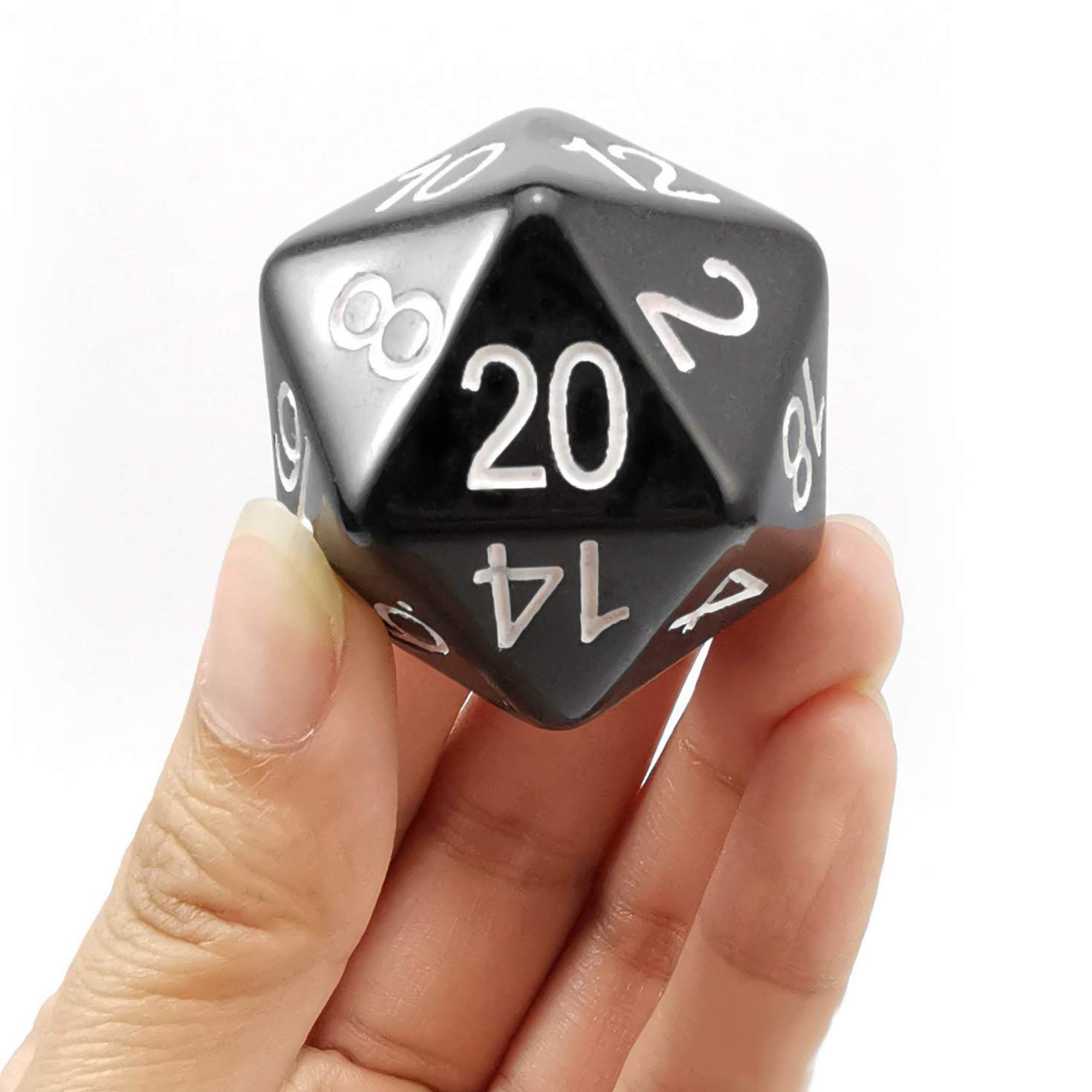 BESCON DICE Jumbo D20 38MM Plastic Black 5 inch Functional Tabletop Gaming