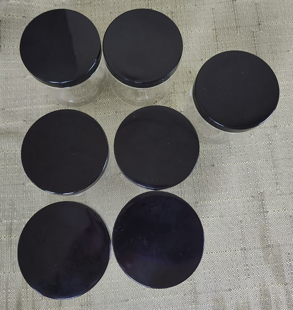 Junk Drawer Lot of 10 New Clear Plastic Containers with Black Lids, Two Sizes