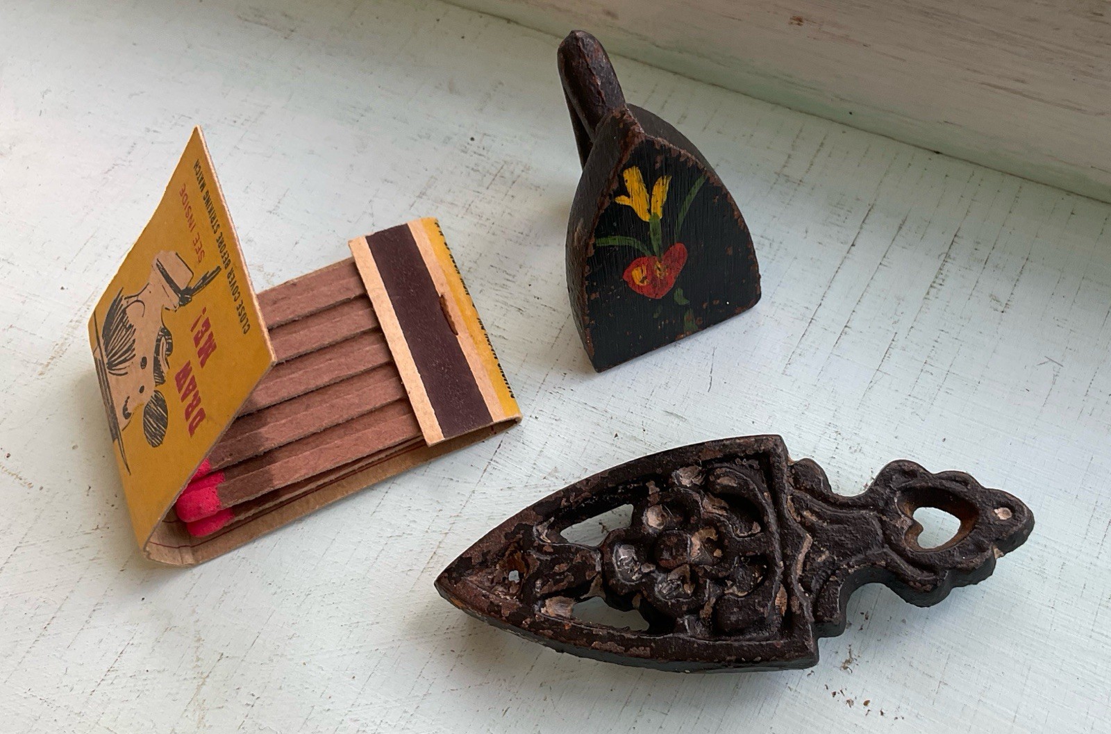 Antique Vintage Junk Drawer Treasure LOT Cast IRON costume jewelry coins 3.5lbs
