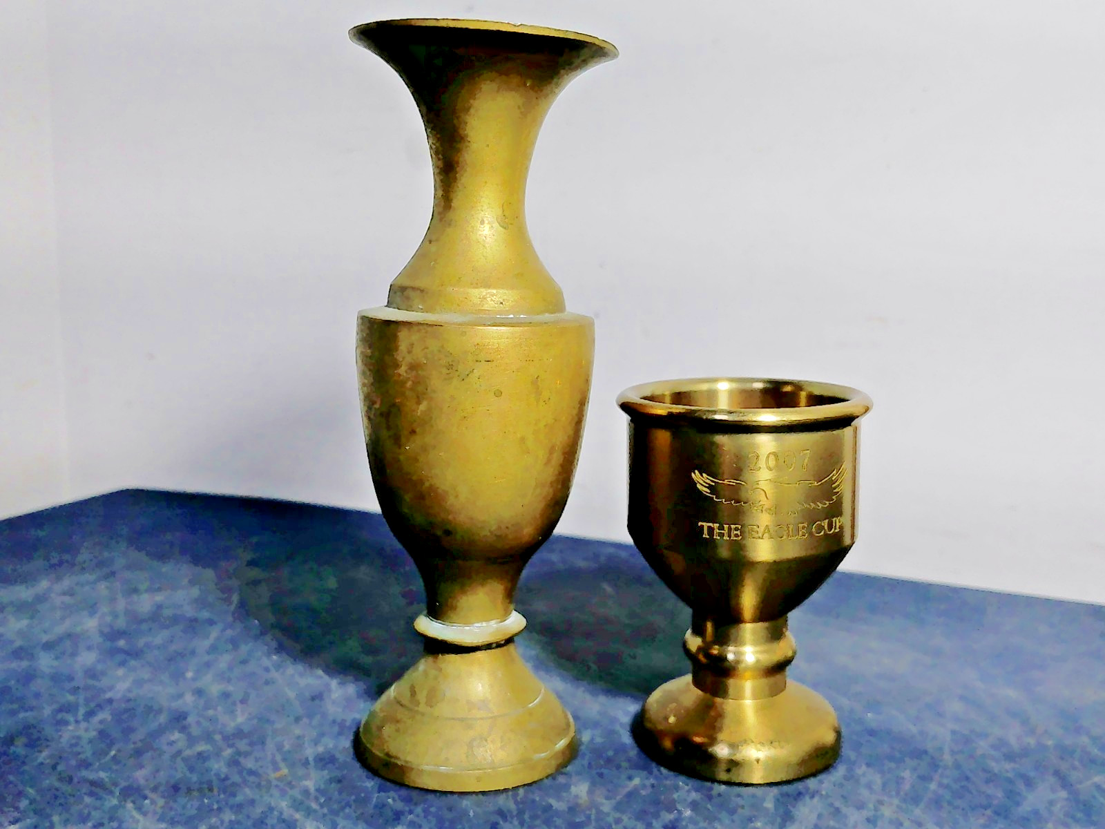 Indian Brass Tone Vase & 2007 Eagle Cup Trophee Lot
