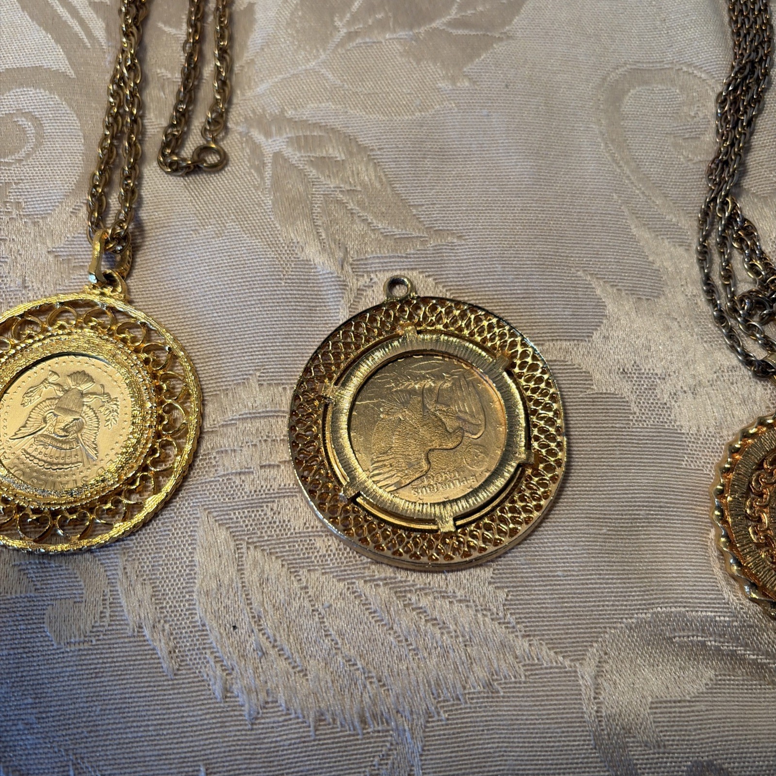 Vintage Coin Necklace Lot Men’s Jewelry Kennedy, Eisenhower Indian Head Coins 3