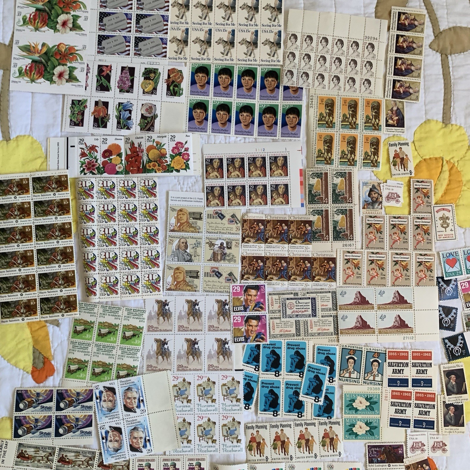 Vintage Pop Art Western Historical Floral Stamp Collection $80 Usable Postage