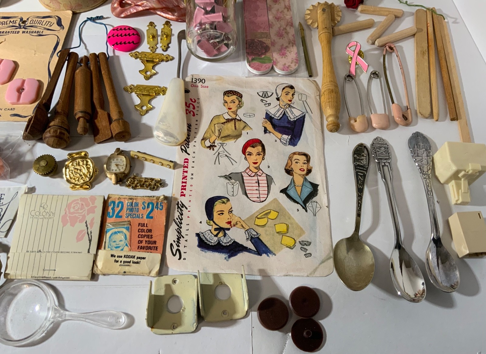 VTG to New Junk Drawer Lot Assemblage Art Mixed Media Crafts 2.75# Buttons Pins