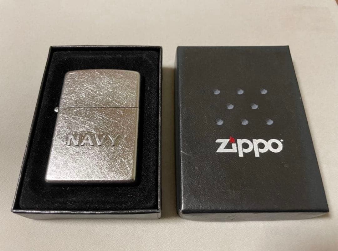 Zippo NAVY metal letter pasted, antique processing, made in 2006, rare item,