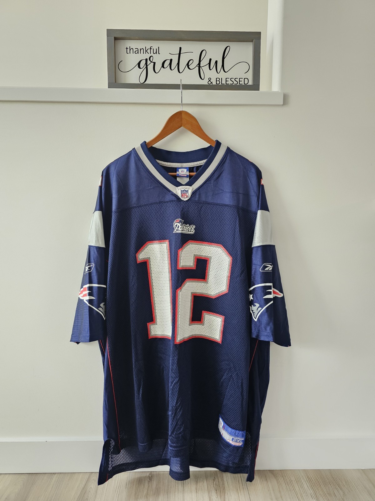 Vintage Reebok New England Patriots Tom Brady #12 Blue Jersey Size 2XL