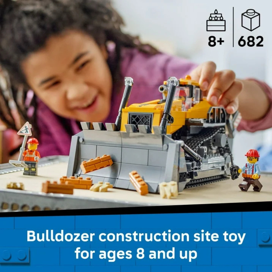 LEGO City Yellow Bulldozer Construction Site Building Toy for Kids 60466
