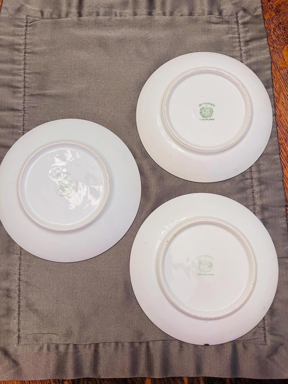 Vintage MIETO China Plates | Set of 3 Hand-Painted Japanese Landscape Scenes