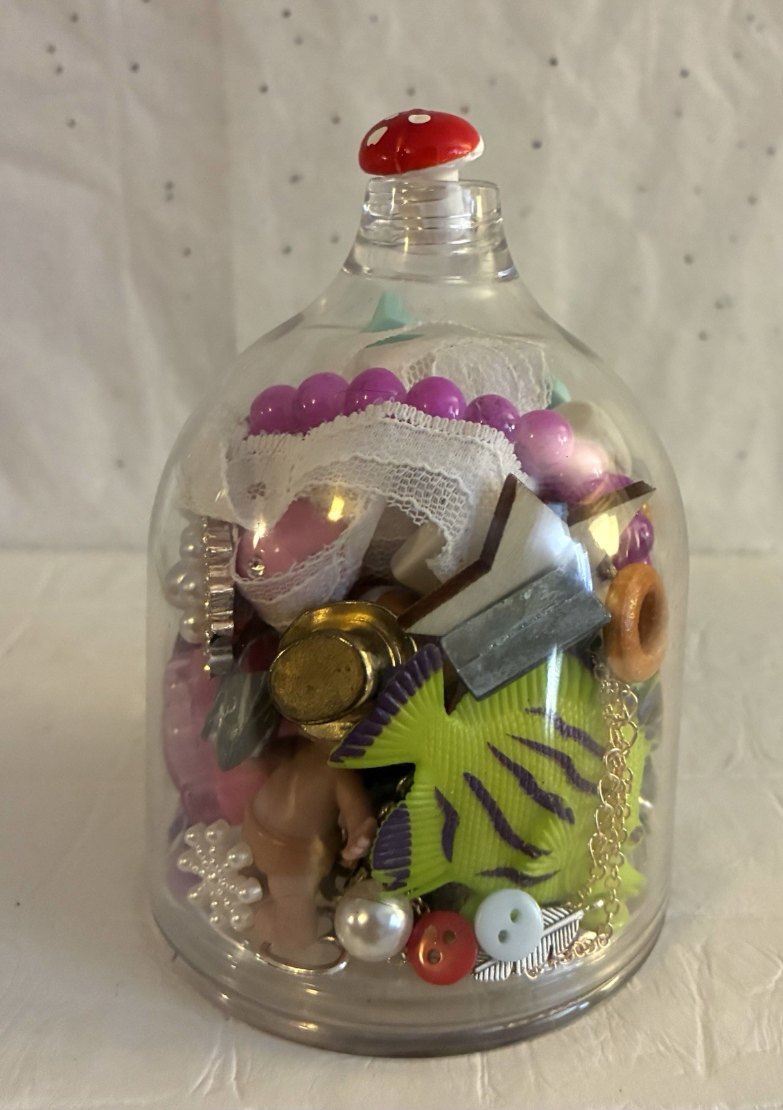 Acrylic Wine Glass Cloche Beads Charms Monopoly Game Tokens Junk Drawer Art Lot