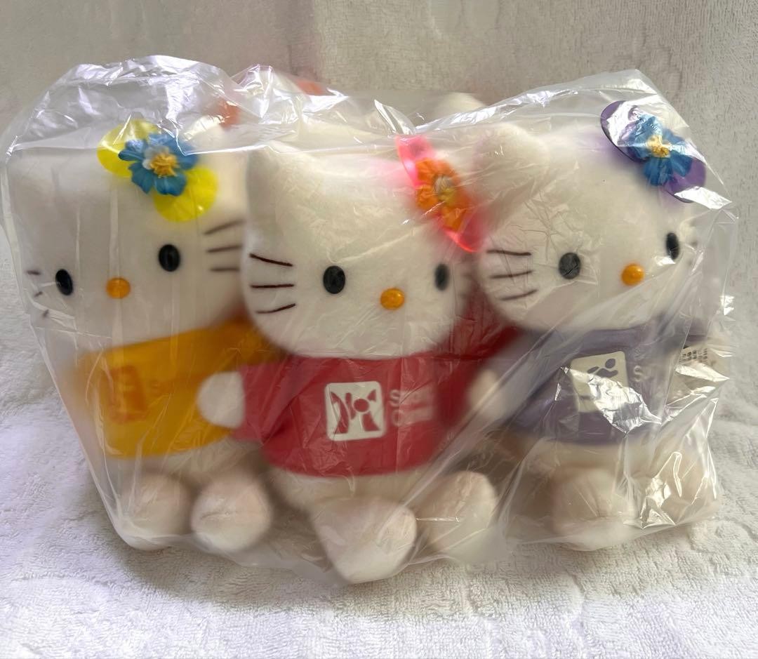 Rare Hello Kitty Hibiscus Plush 6.3 in, Sanrio, Retro, Surfing, 2003