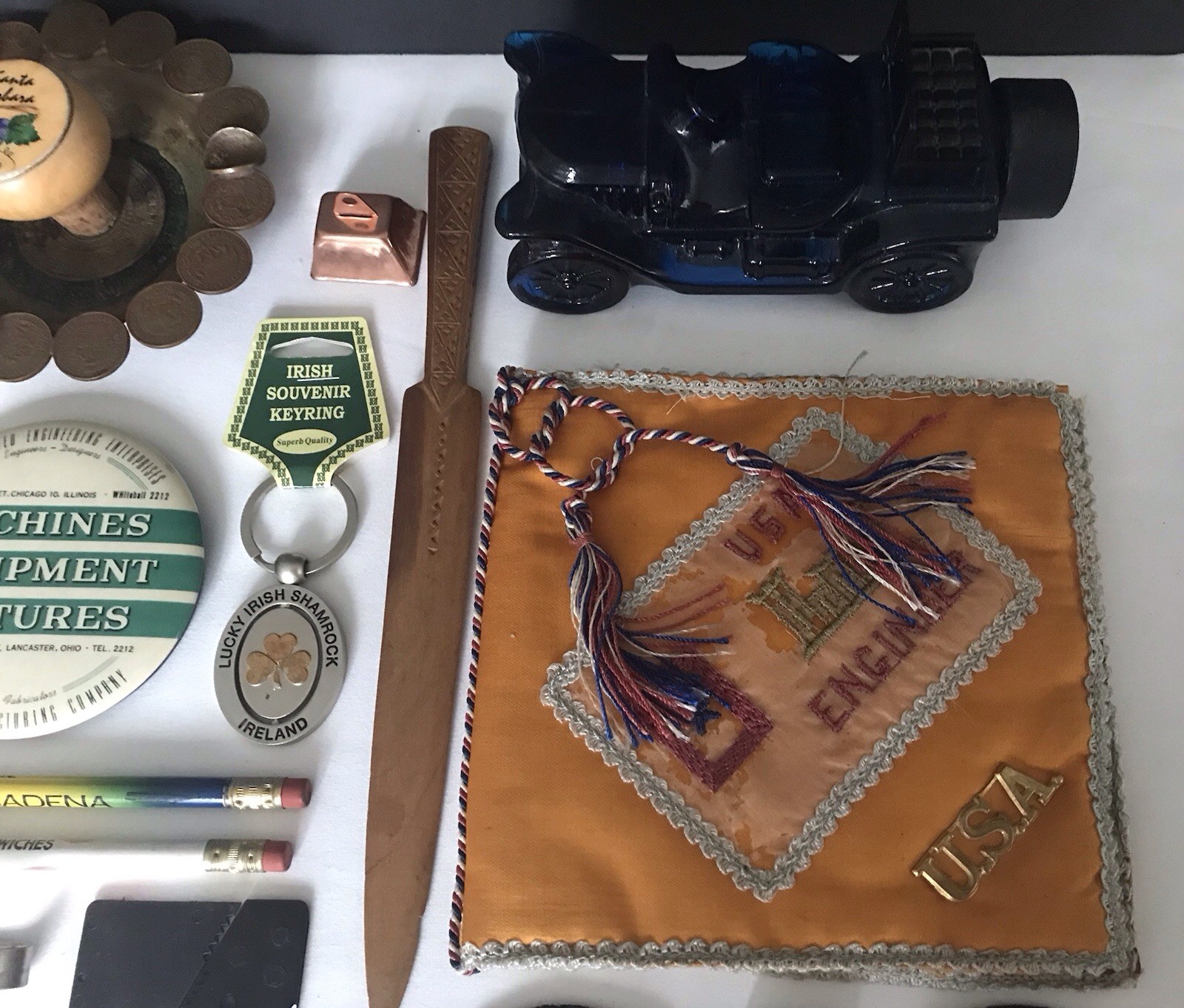 VTG Junk Drawer Estate Lot ~ Military/Avon/Knives/Scout/Seagrams/Zippo/Cigar 55+
