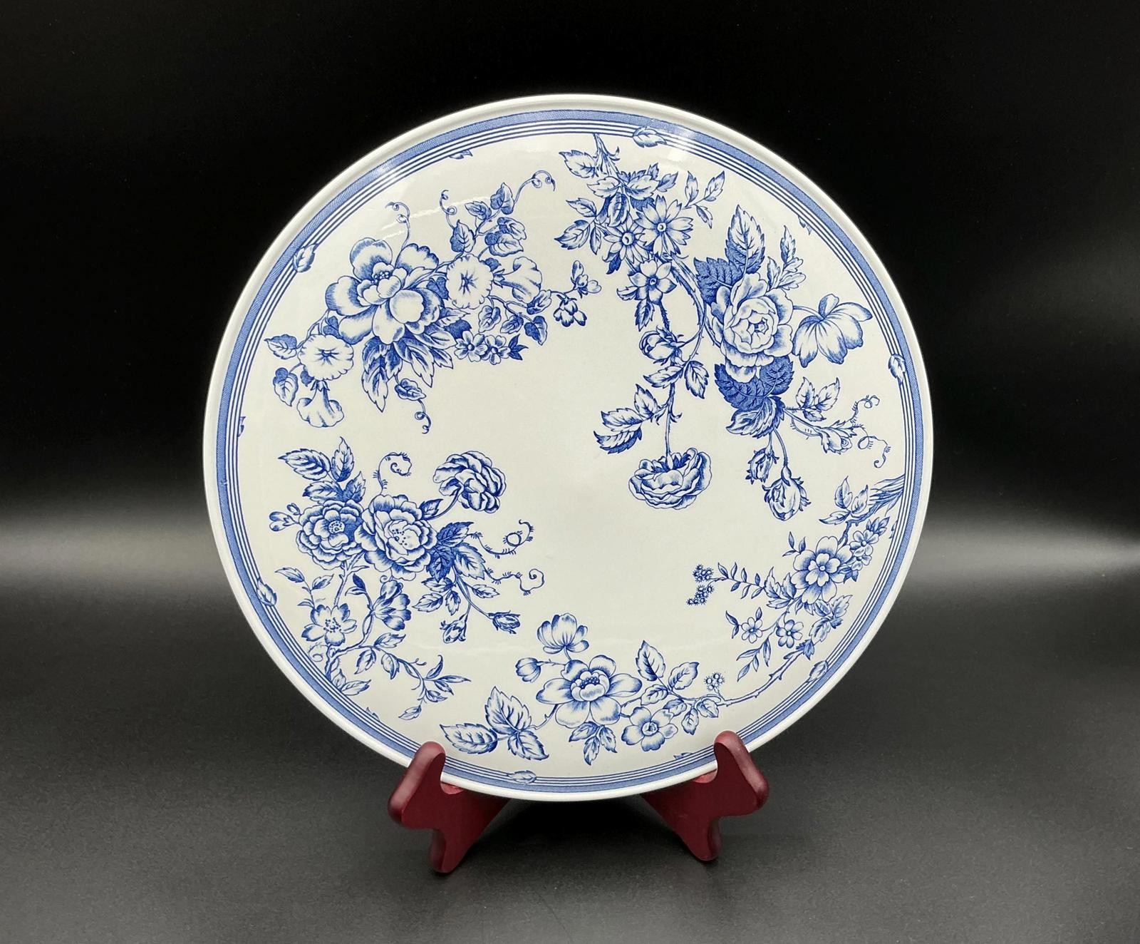 Spode Blue and White Cake Plate with Floral Pattern Made in England and Marked