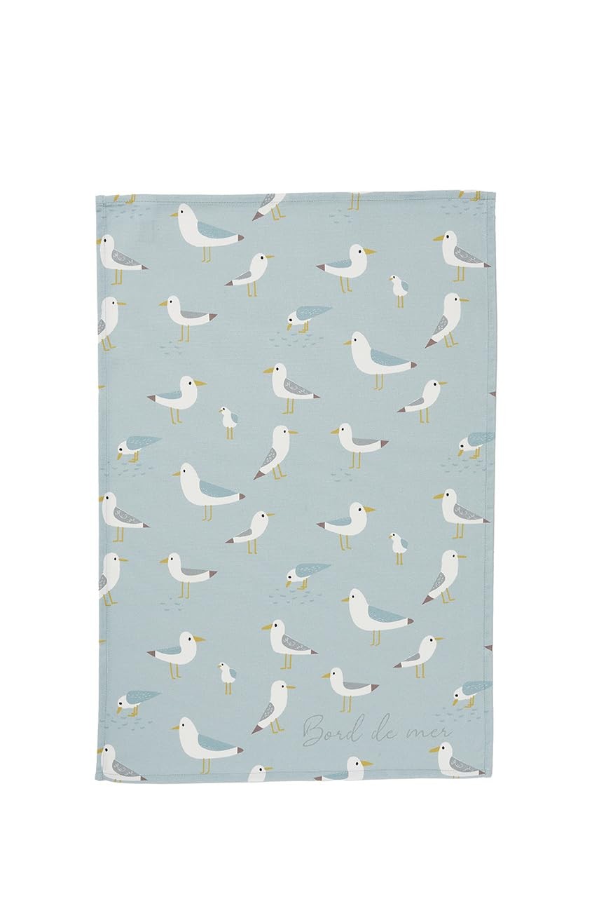Coucke French Cotton Tea Towel with Seagull Print, 20 x 30 Inches, 100% Cotton