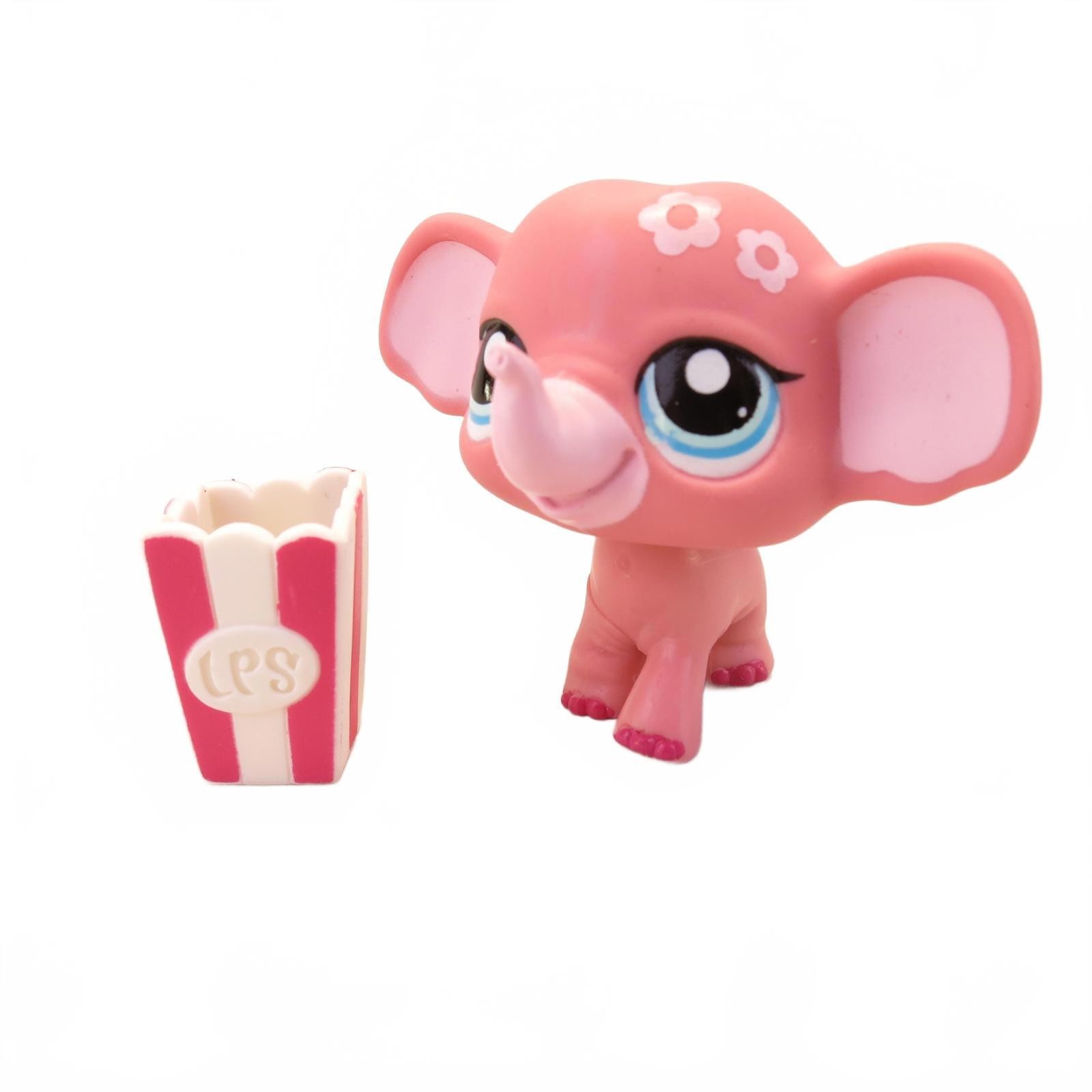 Littlest Pet Shop LPS Pet Collectible #1809 Pink Elephant & Popcorn Bucket