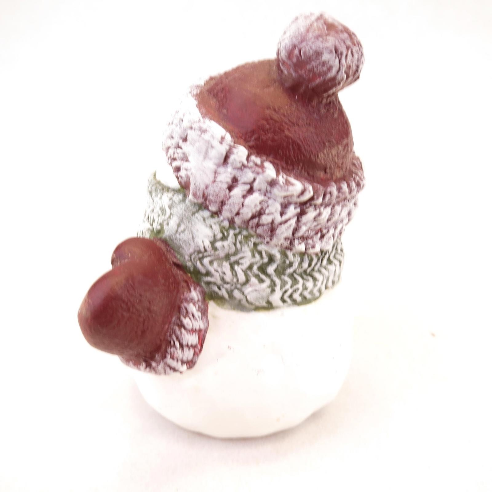 3.75″ Vintage Chubby Cute Snowman in Hat & Scarf