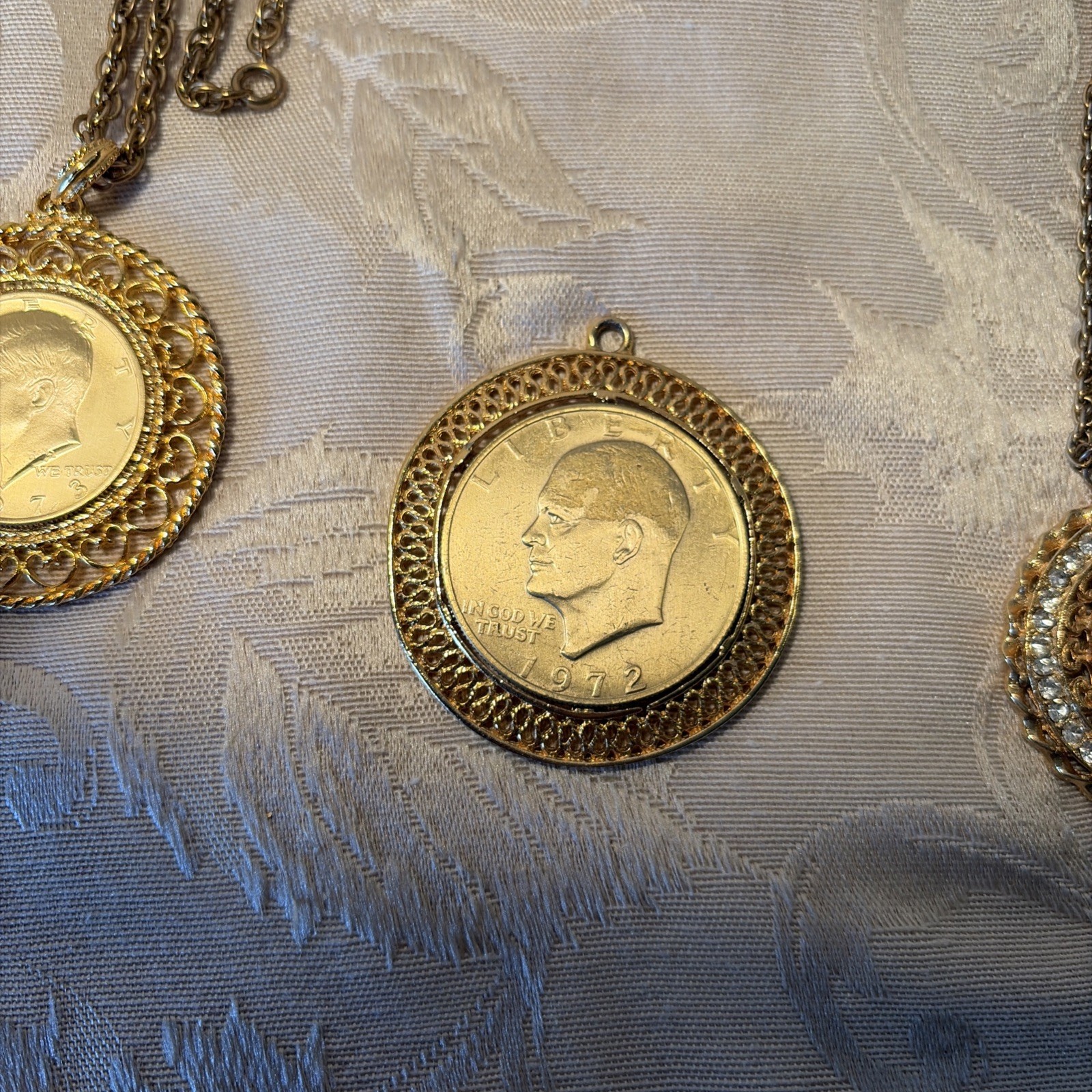 Vintage Coin Necklace Lot Men’s Jewelry Kennedy, Eisenhower Indian Head Coins 3