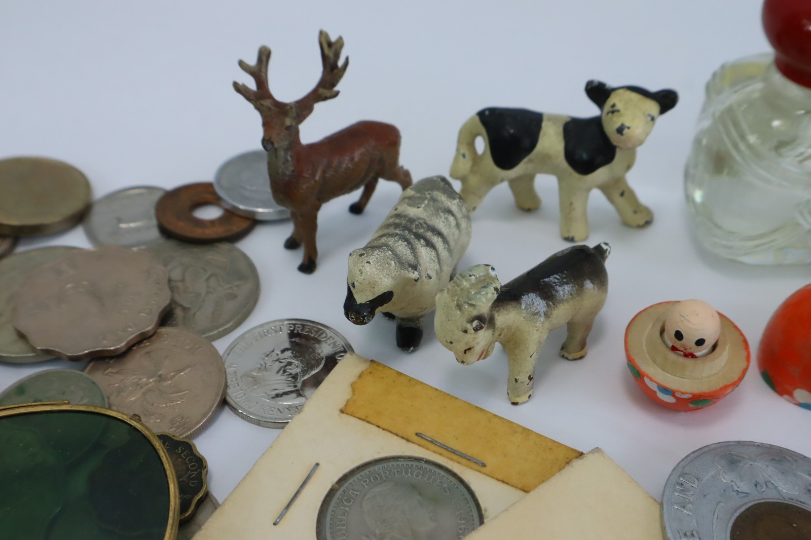 Vintage Junk Drawer Lot Estate Smalls Coins Lighters Knives Pens Ephemera Mixed